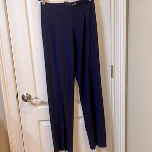 NWT Alpha Omega navy split hem pants small fits 2 4. Wide leg - split hem-